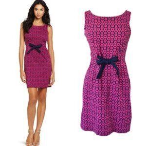 Lilly Pulitzer Don't Give Me Lip Jacquard Pink Navy Sleeveless Evie Dress